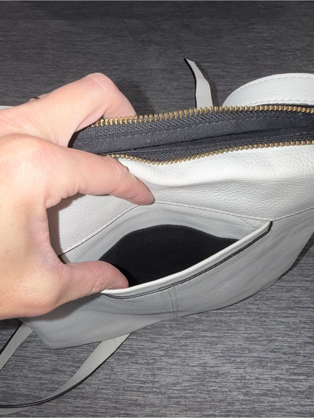 Lodis White Leather Crossbody with Gold Hardware